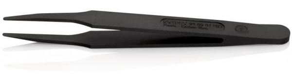 Пинцет углепластиковый KNIPEX ESD, 115 мм, гладкие прямые тупые губки, ширина наконечников: 2 мм,  чёрный матовый KN-920901ESD в Екатеринбурге 