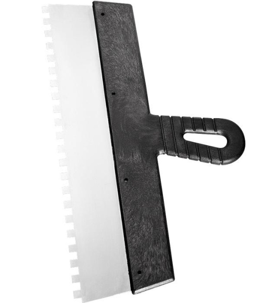 Шпатель зубчатый "Сибртех" 8х8мм. нерж.сталь 350мм. пластм.рукоять 85477 в Екатеринбурге 