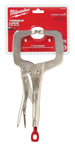 Зажим Milwaukee  Locking hand clamps 11" с тонкими губками