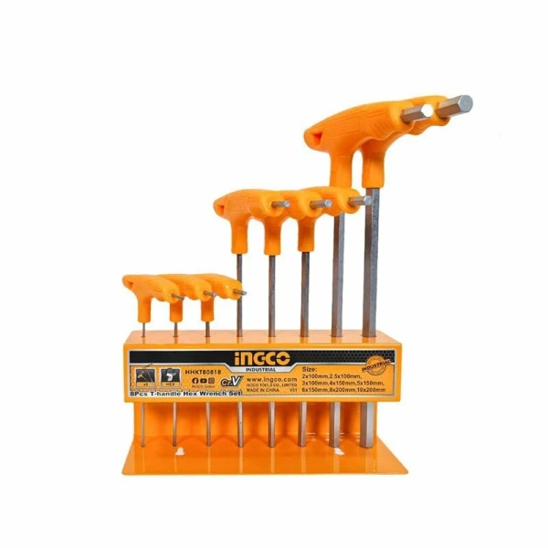 Набор шестигранных ключей Т-образных 8 шт HEX INGCO HHKT80818 INDUSTRIAL в Екатеринбурге 