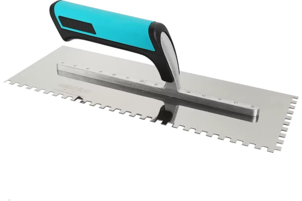 Шпатель зубчатый из нержавеющей стали BIHUI 320х120мм. зуб 6х6мм.  PTSL06 в Екатеринбурге 