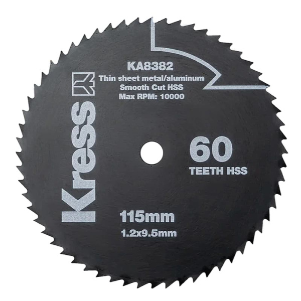 Диск по металлу и алюминию KRESS 60T HSS 115х1,2х9,5 мм