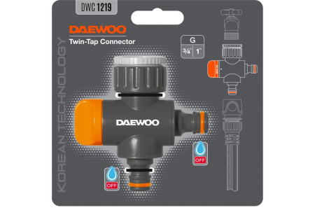 Адаптер двухканальный  DAEWOO для кранов с внешней резьбой G3/4" и 1" 26.5-33.3mm  DWC 1219 в Екатеринбурге