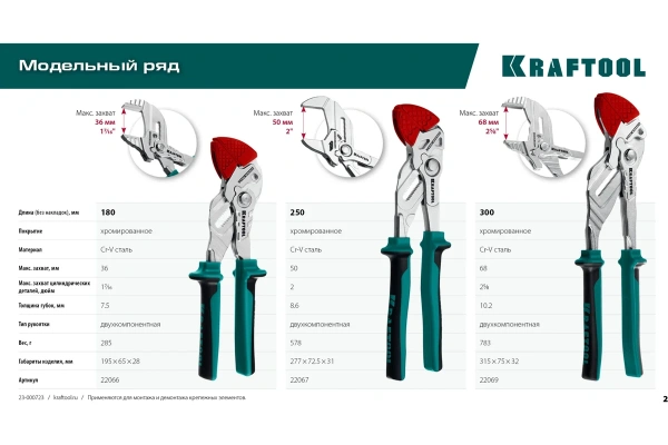 Ключ переставной KRAFTOOL VISE-WRENCH 180мм  22066 в Екатеринбурге 