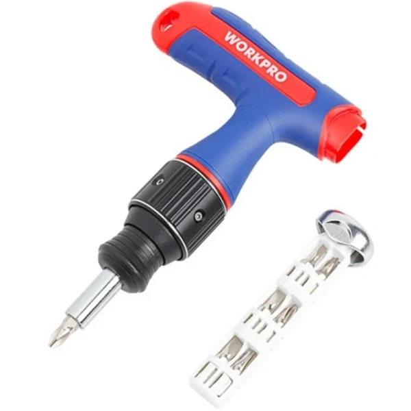 Отвёртка реверсивная Т-образная WORKPRO 7-В-1 с трещоткой PRO 2X DRIVE Dual-Drive  WP221072 в Екатеринбурге 