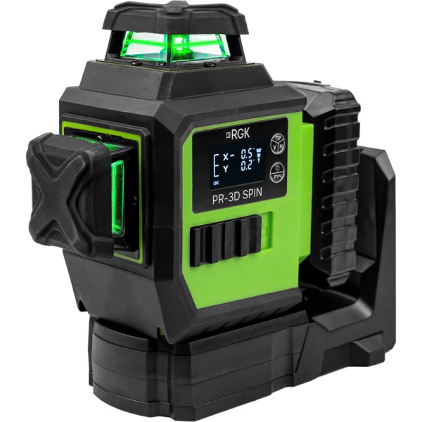 Лазерный уровень RGK PR-3D SPIN с зеленым лучом с опцией поворота вертикального луча 728912
