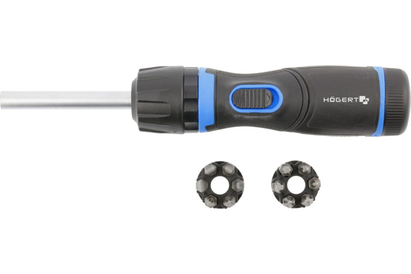 Отвертка HOEGERT со сменными битами и редуктором 1:5  с поворотной рукояткой  HT1S216