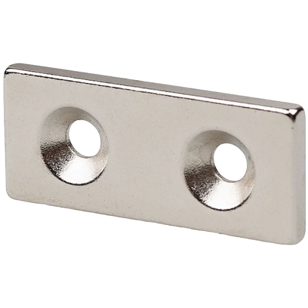 Неодимовый магнит прямоугольник Forceberg 35х15х3 мм с двумя зенковками 4/8 мм в Екатеринбурге