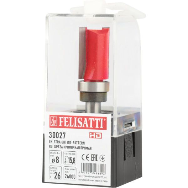 Фреза FELISATTI кромочная прямая  Ø 15.8х26, хв. 8мм 30027 в Екатеринбурге