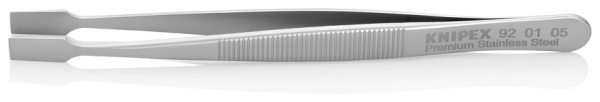 Пинцет KNIPEX универсальный, нержавеющая сталь, 120 мм, гладкие прямые тупые губки, ширина наконечников: 6 мм KN-920105