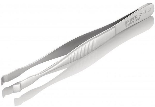 Пинцет KNIPEX позиционный, нержавеющая сталь, 145 мм, гладкие прямые губки, ширина наконечников: 5.5 мм KN-921102 в Екатеринбурге 