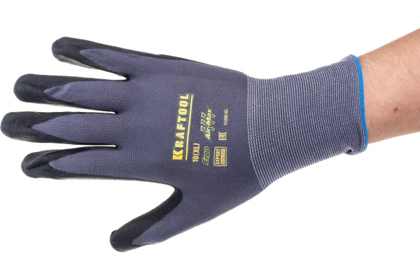 Перчатки KRAFTOOL со вспененным нитриловым покрытием размер XL  11285-XL в Екатеринбурге