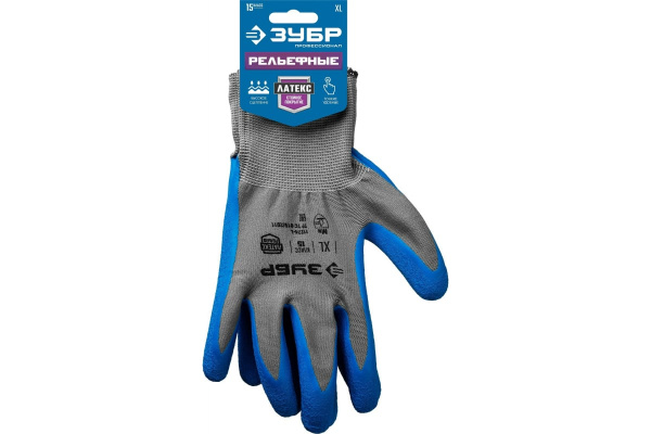 Перчатки трикотажные ЗУБР с латексным покрытием  рельефная поверхность  11274-XL_z01 в Екатеринбурге