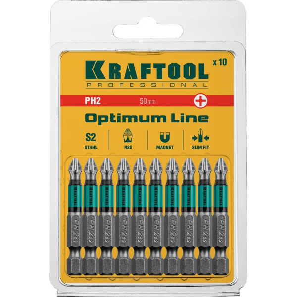 Набор бит KRAFTOOL Optimum Line PH2х50мм. 10шт.  26122-2-50-10 в Екатеринбурге