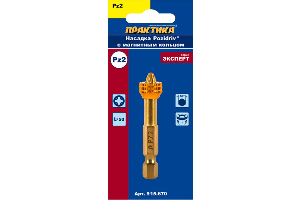 Бита с магнитным кольцом ПРАКТИКА РZ2-50мм Эксперт 1шт. в блистере 915-670 в Екатеринбурге