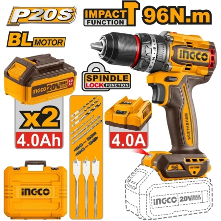 Аккумуляторный бесщёточный ударный шуруповерт INGCO CIDLI209686  в Екатеринбурге
