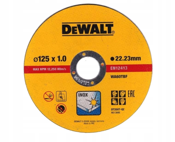 Диск отрезной "DeWalt" 125х22,2х1мм (уп. 10шт)  DT3507-QZ в Екатеринбурге