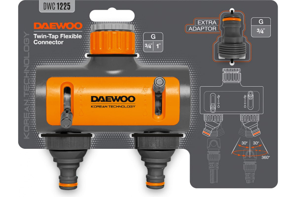 Разделитель потоков DAEWOO  2-х канальный для крана G 3/4" и 1" 26.5-33.3mm DWC 1225  в Екатеринбурге