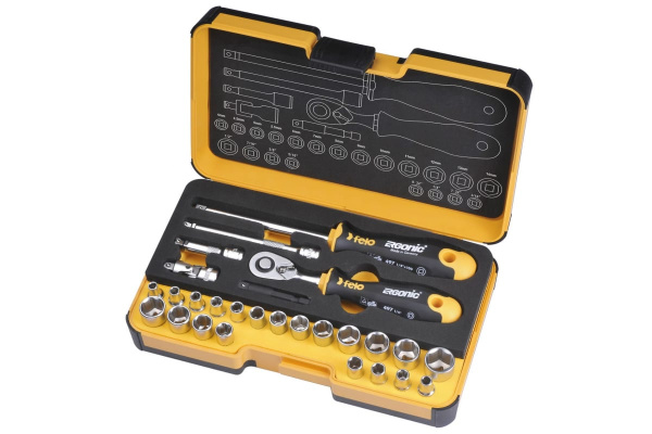 Набор головок с трещоткой и отверткой 1/4" Felo ERGONIC 05782706