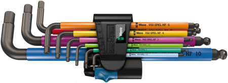 Набор Г-образных ключей Wera 950/9 SPKL Hex-Plus Multicolour HF BlackLaser 1, функция фиксации, с шаром, 9 пр., 1.5/2/2.5/3/4/5/6/8/10 мм WE-022210 в Екатеринбурге 