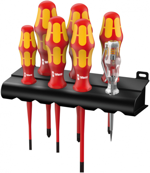 Набор отверток изолированных зауженных Wera 7пр. РН1,2,PZ2. SL3.3,5.4.5.5, тестер   WE-006480 в Екатеринбурге 