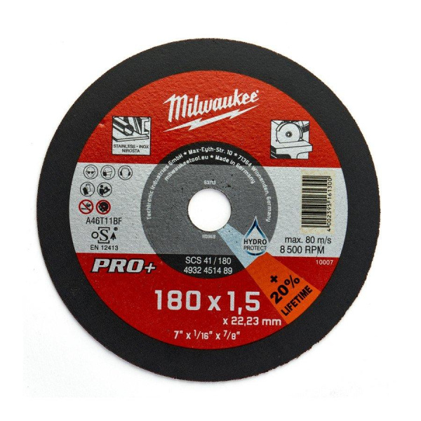Отрезной диск Milwaukee SCS 41/180х1,5 PRO+ 1шт (заказ кратно 25шт)