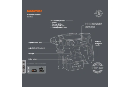 Перфоратор аккумуляторный DAEWOO DAH 2821Li SET в Екатеринбурге