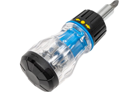 Отвертка с реверсом HOEGERT 100мм. биты в ручке 8шт.  HT1S214 в Екатеринбурге 