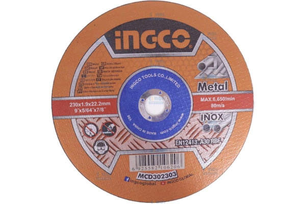 Абразивный отрезной диск по металлу INGCO 230*1.9*22.2 мм MCD302303