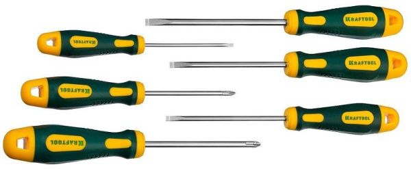 Набор отвертка "Kraftool" X-Drive. Cr-Mo-V 6пр.(PH1,2,SL3,4,5,6) 250081-Н6