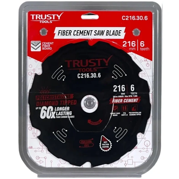Диск пильный по фиброцементу TRUSTY 216x30 6T C216.30.6 в Екатеринбурге