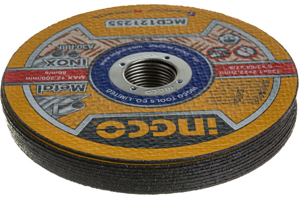 Абразивный отрезной диск по металлу INGCO 125*1.2*22.2 мм 10 шт MCD121255 в Екатеринбурге