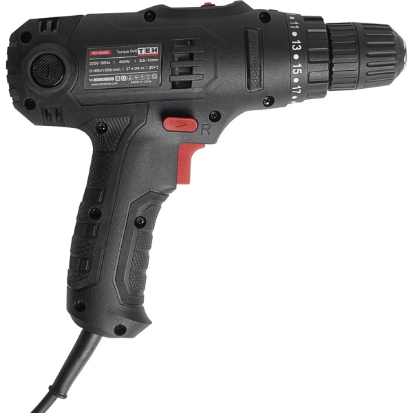 Сетевой двухскорострой шуруповерт TEH TD1004S Двухскоростной шуруповерт, мощность 400 Ватт. Самозажимной в Екатеринбурге
