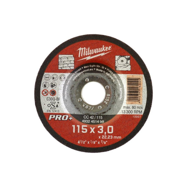 Отрезной диск Milwaukee по камню CC 42/115х3 PRO+ 1шт