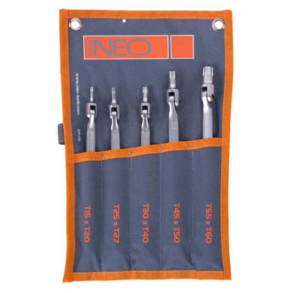 Набор ключей торцевых Torx "Neo" 5 предметов Т15х20, Т25х27, Т30х40, Т45х50, Т55х60 09-116 в Екатеринбурге 