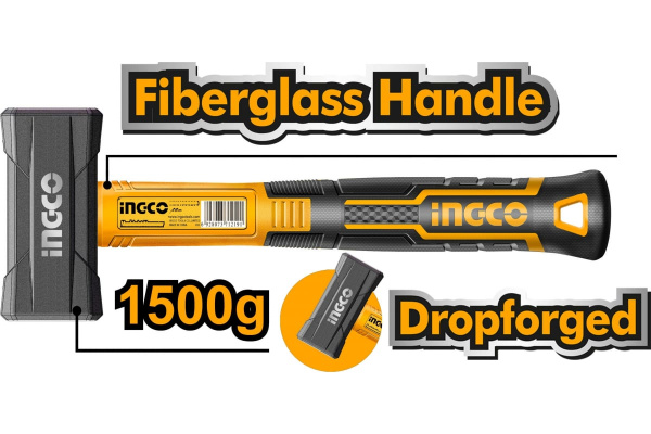 Кувалда INGCO INDUSTRIAL 1500 g с фибергласовой рукояткой  HSTH81803 в Екатеринбурге 