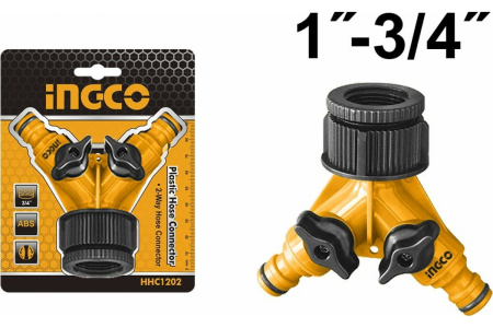 Распределитель пластиковый  INGCO 1" 2-х ходовой с запорной и пластиковой поворотной гайкой HHC1202 в Екатеринбурге