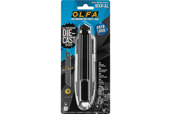 Нож с сегментным лезвием OLFA 18мм. с автофисатором, алюмин.корпус  OL-MXP-AL в Екатеринбурге 