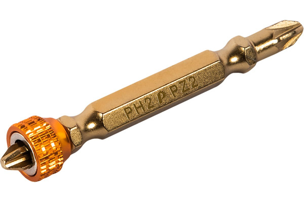 Биты  двусторонние с магнитным кольцом ПРАКТИКА РН2-РZ2 65мм Профи 1шт. в блистере 915-656