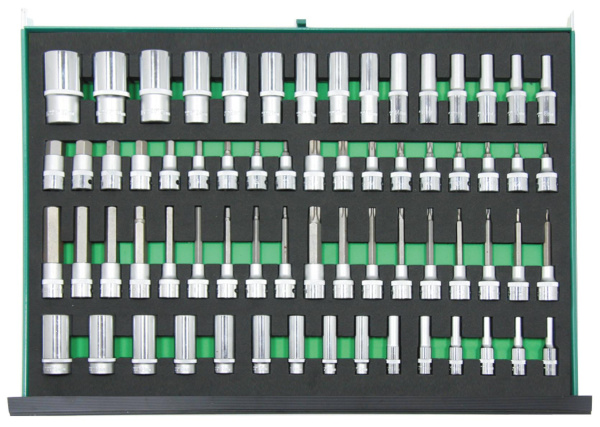 Набор головок "JONNESWAY" 6-32мм, TORX 20-60, HEX 5-19 в ложементе EVA S04HD4366SV  049276 в Екатеринбурге