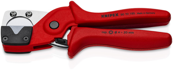 Труборез-ножницы KNIPEX для многослойных и пневматических шлангов, рез: d 4 - 20 мм, 185 мм, пластиковые армированные фиберглассом рукоятки KN-9010185SB в Екатеринбурге 