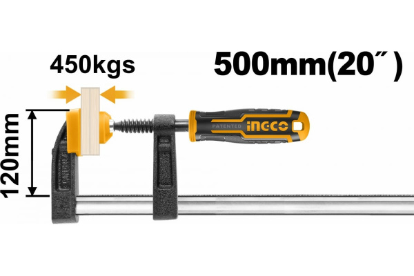 Струбцина F-образная INGCO INDUSTRIAL120Х500 мм  HFC021202 в Екатеринбурге 
