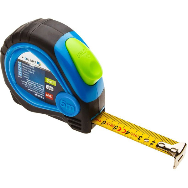 Рулетка HOEGERT TECHNIK 5 м, 25 мм покрыта нейлоном, стопор ленты, MID HT4M436 в Екатеринбурге 