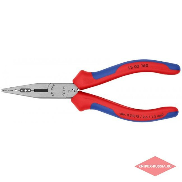 Инструмент для снятия изоляции и опрес. эл.конт. "KNIPEX"  сеч.каб.0,5-0,75/1,5/2,5мм/кв  KN-1302160 в Екатеринбурге 