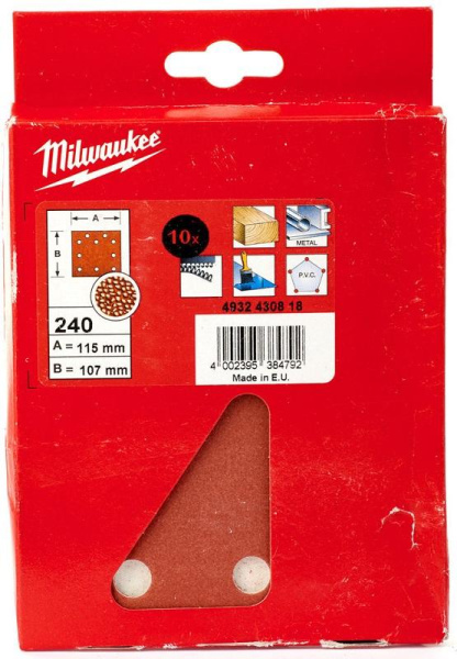 Шлиф. бумага Milwaukee 115x107 зерно240 (10шт)