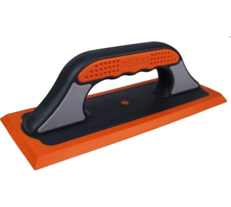 Терка резиновая для цементной затирки DECOR 260х100мм., 3-хкомп. рукоять, мягкая оранжевая 570-001 в Екатеринбурге 