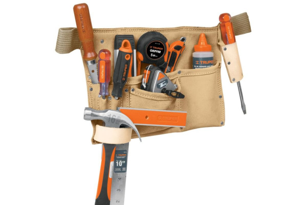 Сумка для инструмента поясная Truper 9 карманов из кожи Буффало 1,8мм.  11534 в Екатеринбурге