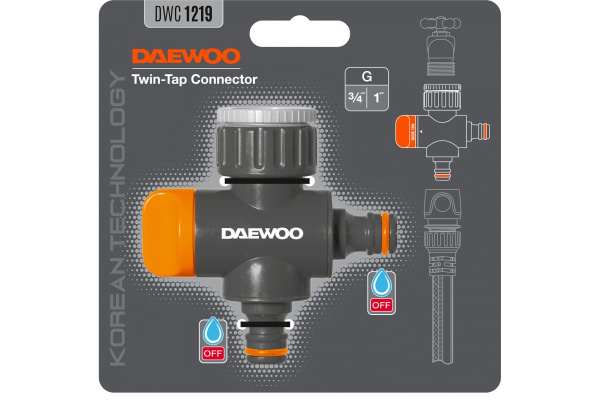 Адаптер двухканальный  DAEWOO для кранов с внешней резьбой G3/4" и 1" 26.5-33.3mm  DWC 1219