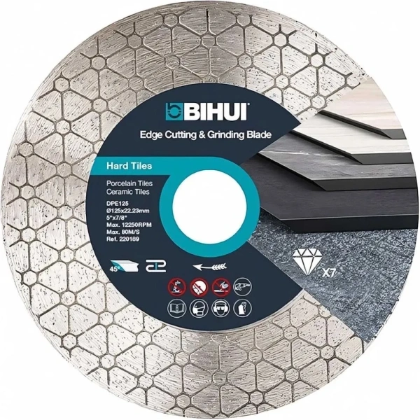 Диск алмазный BIHUI Ultimate 125х1,4мм для резки и заусовки плитки под 45  DCAB125