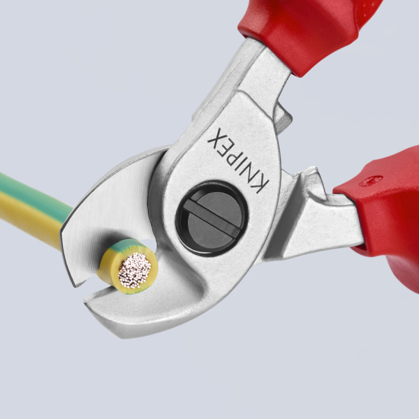 Кабелерез KNIPEX VDE, с пружиной, рез: кабель d 15 мм (50 кв. мм, AWG 1/0), 165 мм, диэлектрические KN-9526165SB в Екатеринбурге 